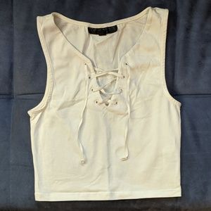 Topshop cropped lace-front tank